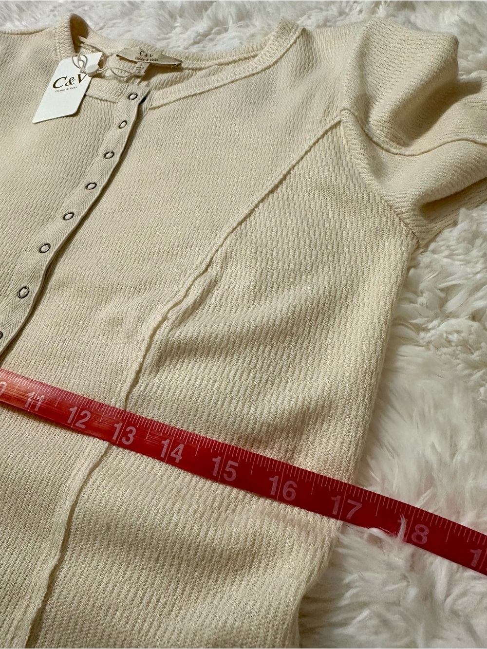 C&V Chelsea & Violet Cream Thermal Henley Maxi Dress Juniors L NWT - Picture 11 of 15